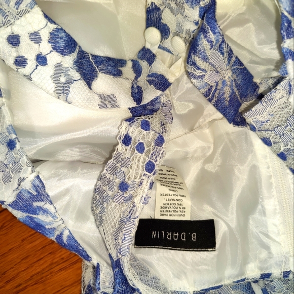 B Darlin Dress Blue and White Size 5/6 - Picture 4 of 8